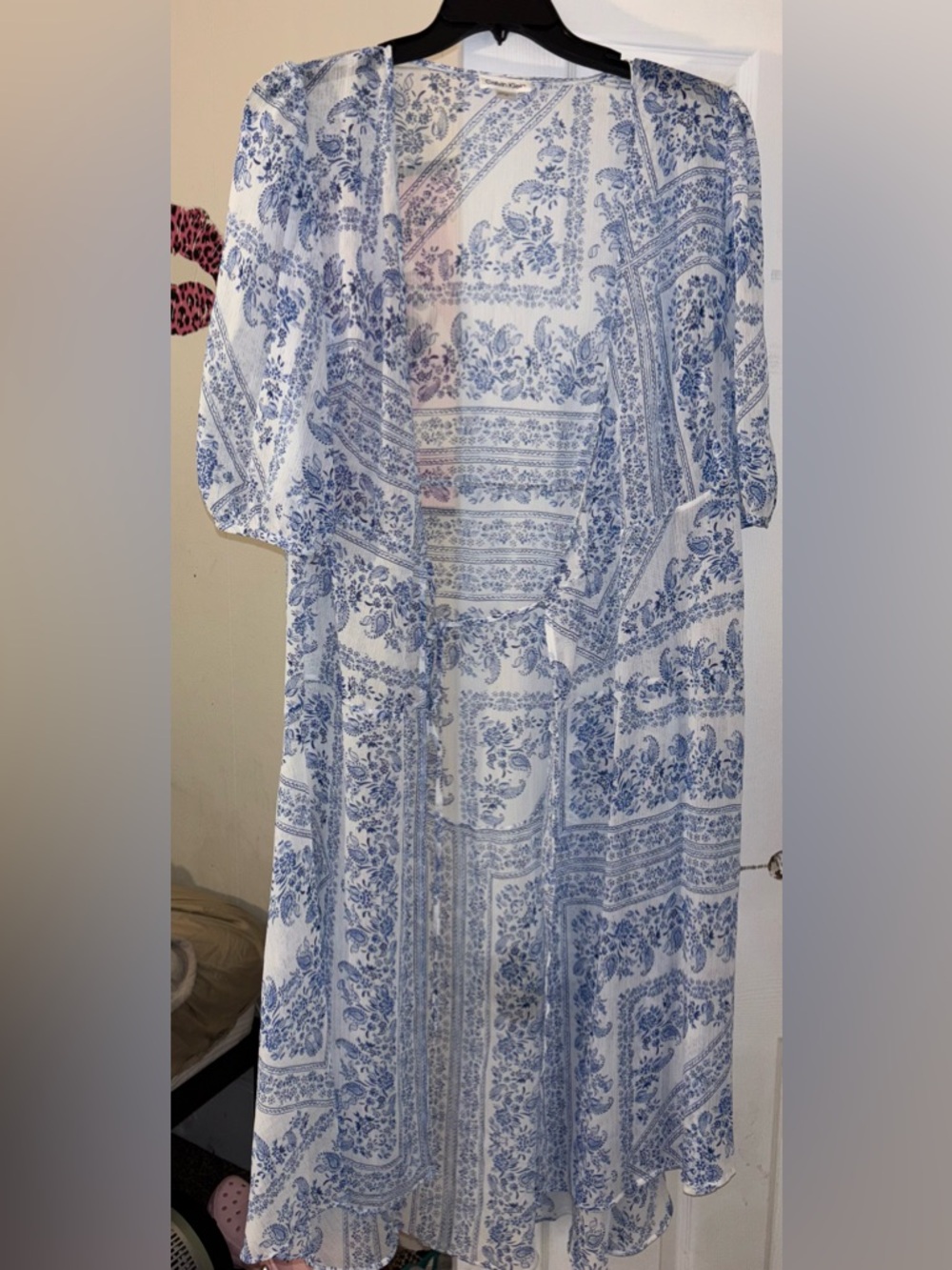 Calvin Klein White Shirt with Blue Floral Bandana Print